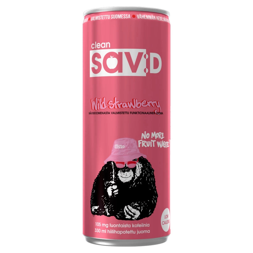 Clean Sav:D 330 ml -energiajuoma vaaleanpunaisessa tölkissä, makuna Wild Strawberry., kuva 4/6
