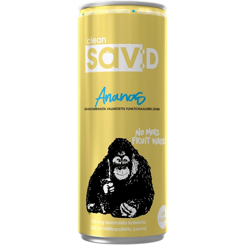 Keltainen tölkki Ananas-makuista Clean Sav:D 330 ml -energiajuomaa., kuva 5/6