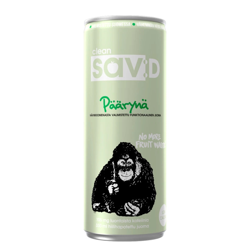 Vaaleanvihreä tölkki Päärynä-makuista Clean Sav:D 330 ml -energiajuomaa., kuva 1/6