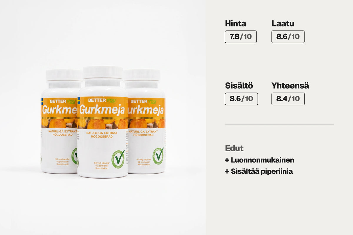 Better You Gurkmeja 50 kapselia, luomukurkumiinilisä