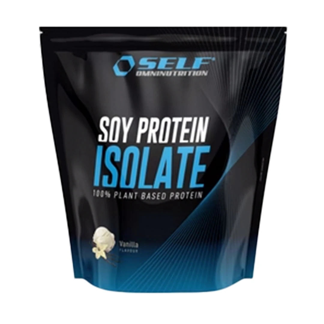 Self Omninutrition Soy Protein 1 kg -proteiinijauhe musta-sinisessä pussissa, makuna Vanilla., kuva 2/2