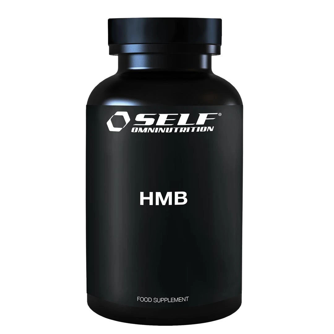 Self Omninutrition HMB pure Grade 1g, aminohappoja kapselimuodossa, pakattuna mustaan purkkiin valkoisilla tekstiyksityiskohdilla., kuva 1/1