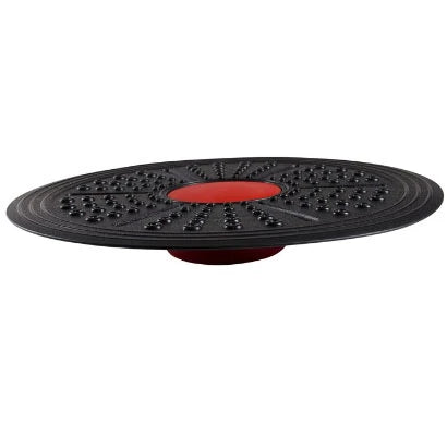 Virtufit Adjustable Balance Board on musta, pyöreä tasapainolauta, jossa on punainen keskiosa ja nystyräinen pinta., kuva 1/1