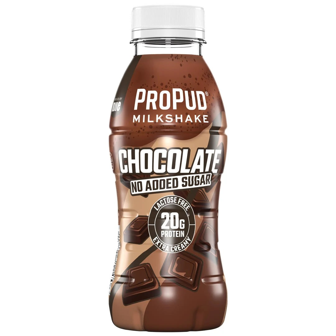 NJIE ProPud Protein Milkshake 330 ml ruskeassa pullossa valkoisella korkilla, makuna Chocolate., kuva 1/11