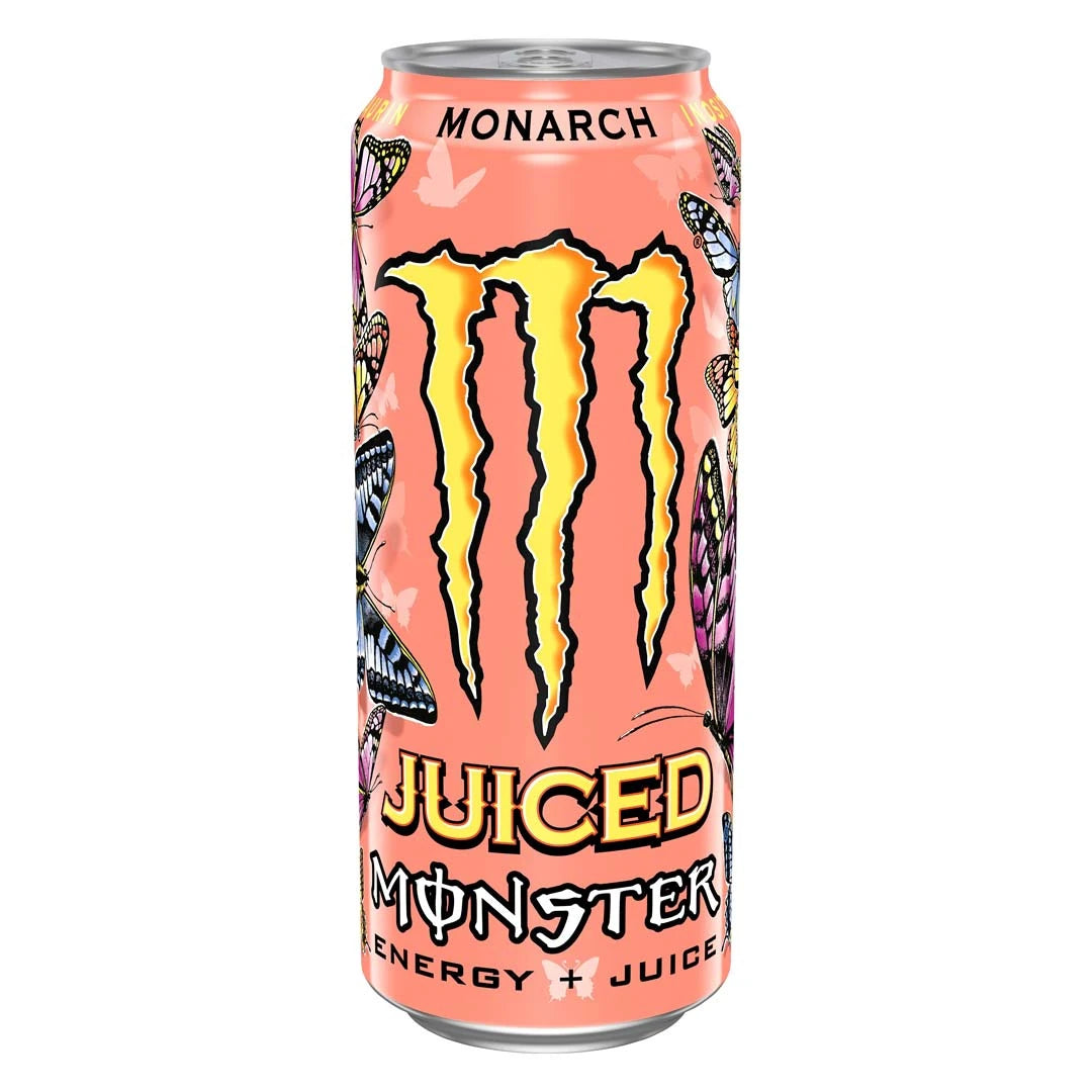 Monster Energy 500 ml vaaleanpunaisessa perhosilla koristellussa tölkissä, makuna Monarch., kuva 3/20