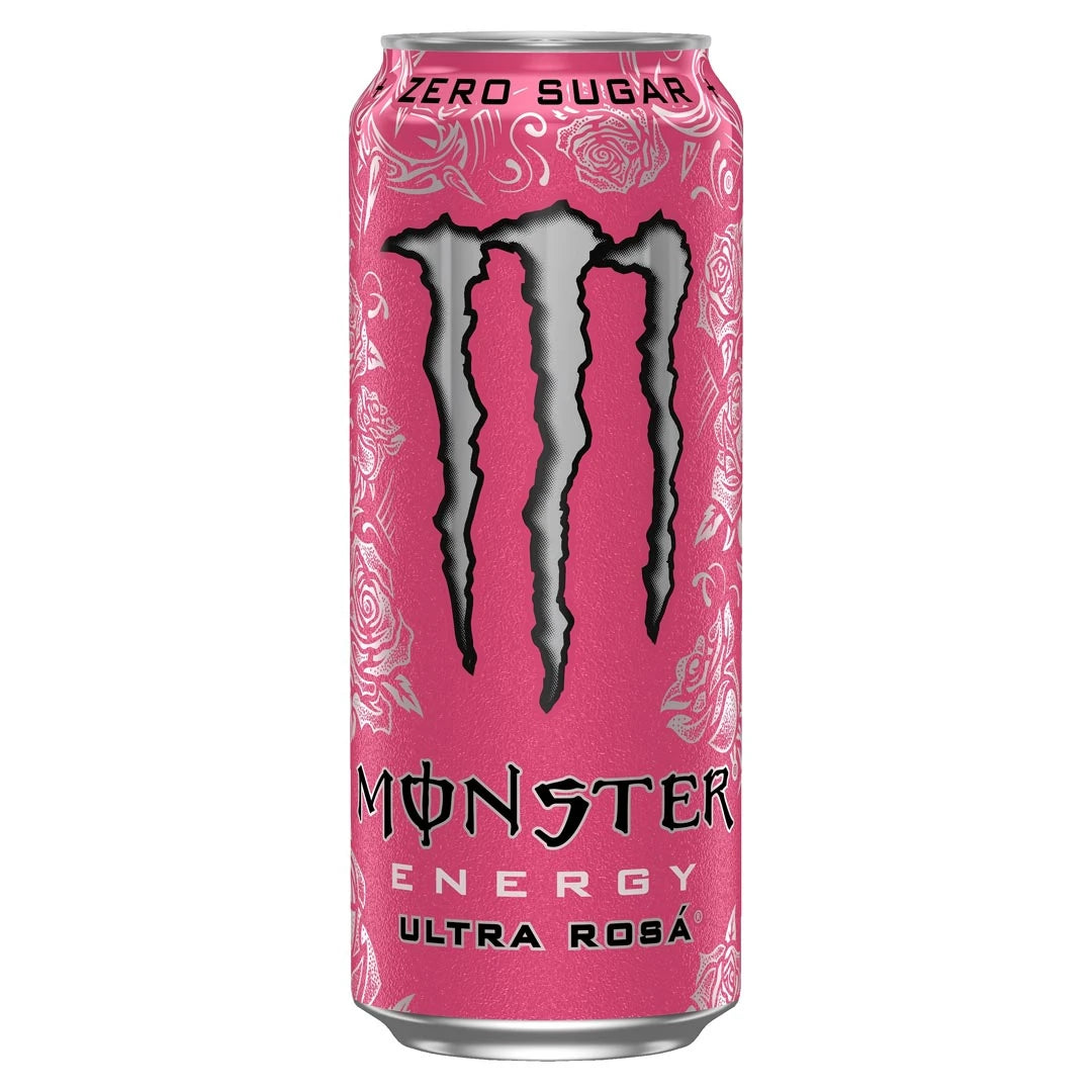 Monster Energy 500 ml vaaleanpunaisessa tölkissä hopeisilla yksityiskohdilla, makuna sokeriton Ultra Rosá., kuva 6/20
