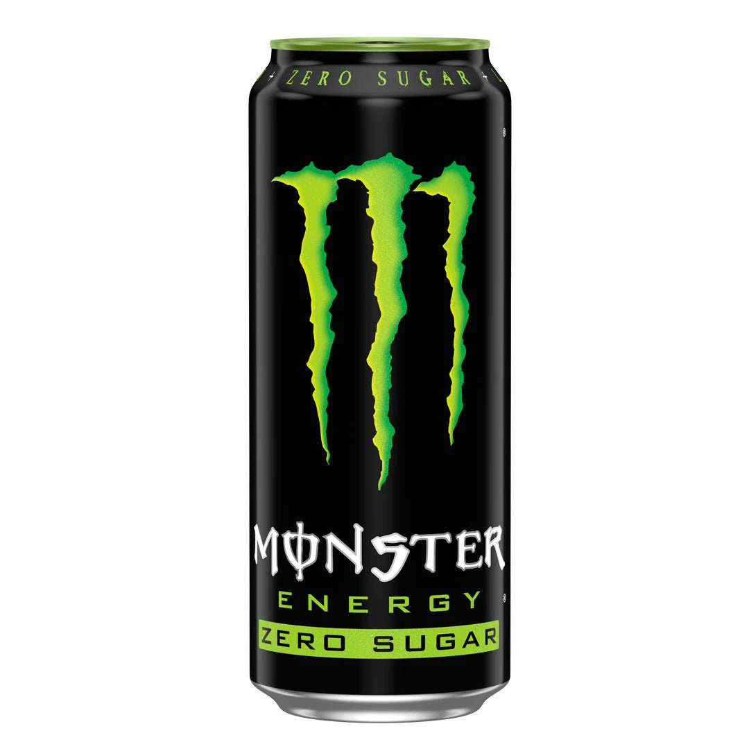 Monster Energy 500 ml mustassa tölkissä, jossa on klassinen vihreä logo, makuna Green Zero Sugar., kuva 8/20