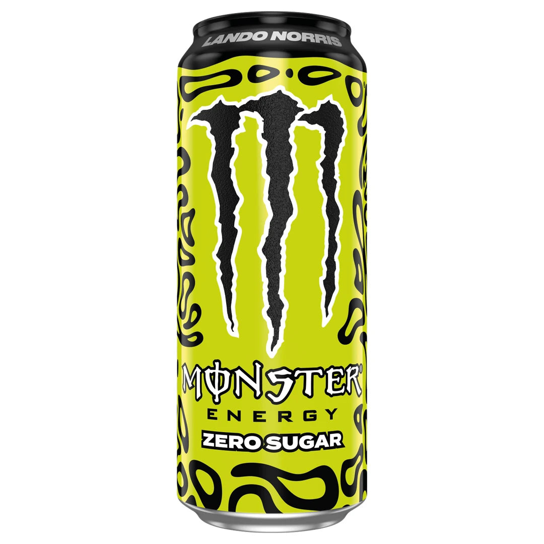 Monster Energy 500 ml neonkeltaisessa tölkissä mustilla yksityiskohdilla, varianttina Lando Norris Zero Sugar., kuva 14/20