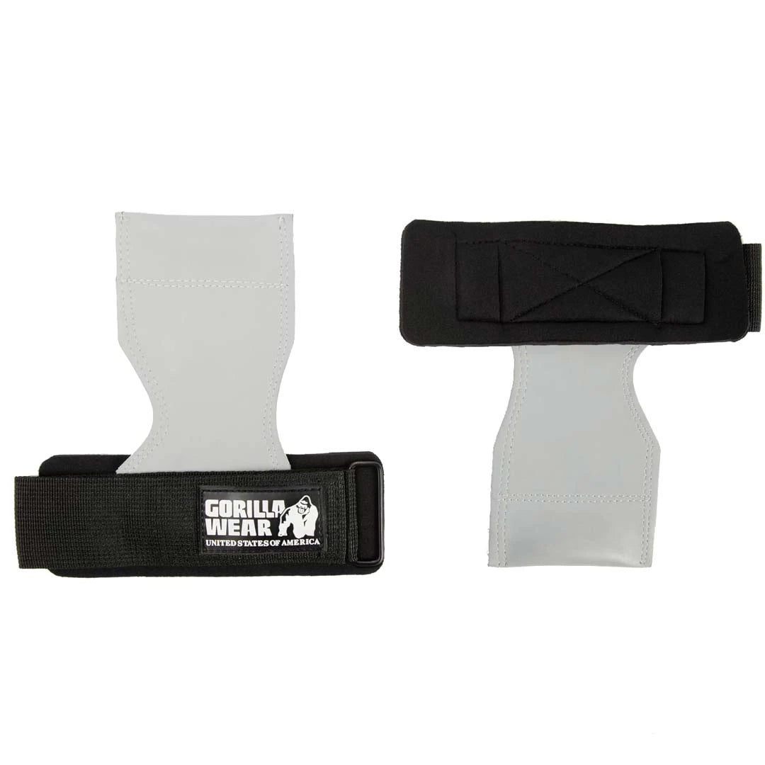 Gorilla Wear Lifting Grips Black/Grey mustilla rannehihnoilla, tarranauhalla ja harmaalla kumilevyllä., kuva 1/1