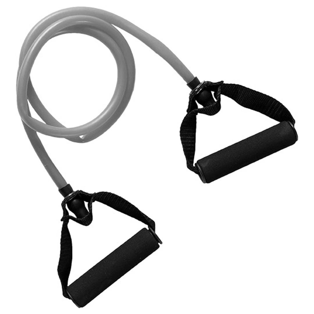 Virtufit Resistance Cable Medium on harmaa vastuskuminauha, jossa on pehmustetut mustat kahvat monipuoliseen harjoitteluun., kuva 1/1