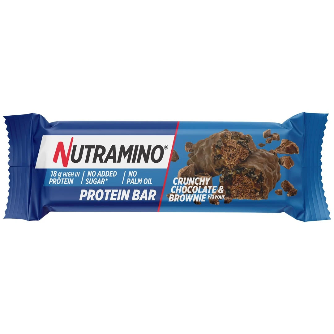 Nutramino Protein Bar 55 g -proteiinipatukka sinisessä pakkauksessa, makuna Chocolate Brownie., kuva 1/3