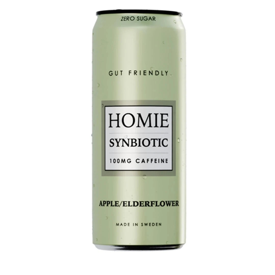 Homie Wake Up Synbiotic 330 ml vaaleanvihreässä tölkissä, makuna Apple Elderflower., kuva 6/10