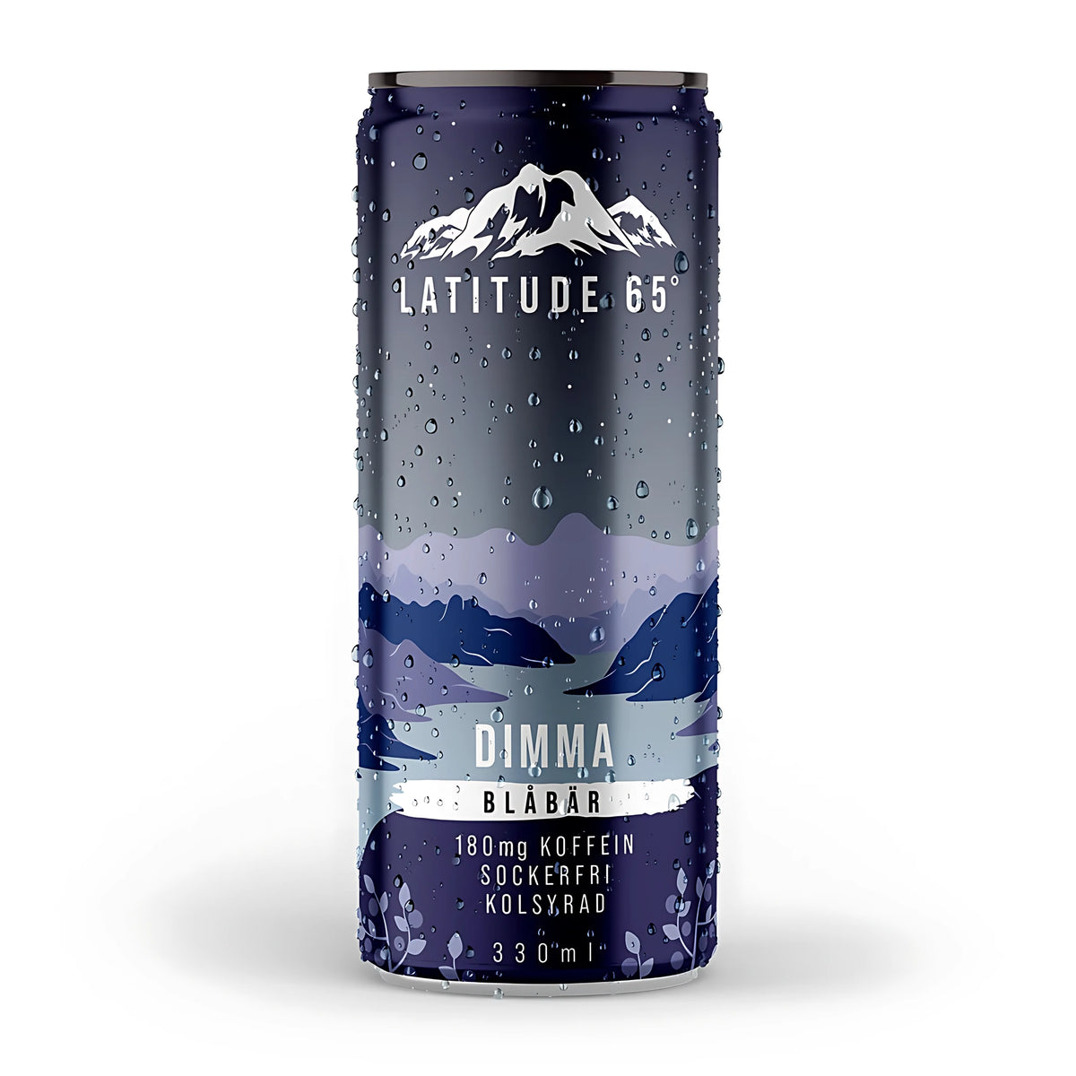 Latitude 65 330 ml -energiajuoma tummansinisessä tölkissä vesipisaroilla, makuna Dimma Blåbär., kuva 14/21