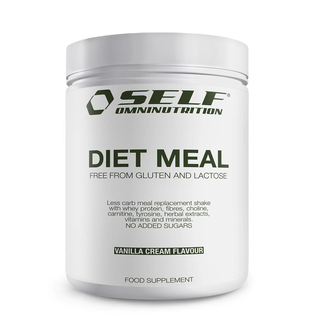 Valkoinen purkki Self Omninutrition Diet meal 500 g -ateriankorvikejauhetta makuna Vanilla Cream., kuva 1/1