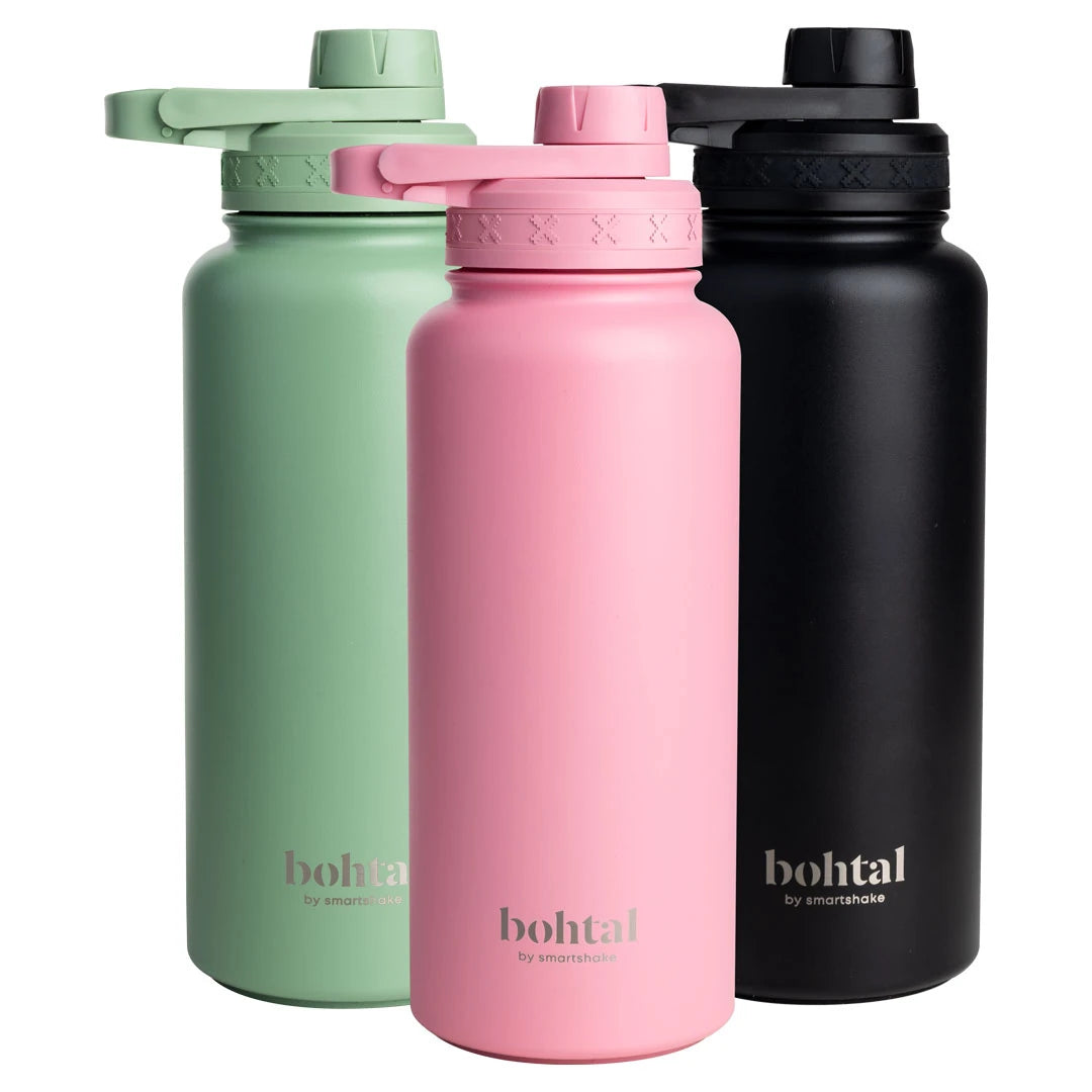 Bohtal Insulated Sports Bottle 960 ml -urheilupullot ruostumatonta terästä vihreänä, pinkkinä ja mustana., kuva 1/1