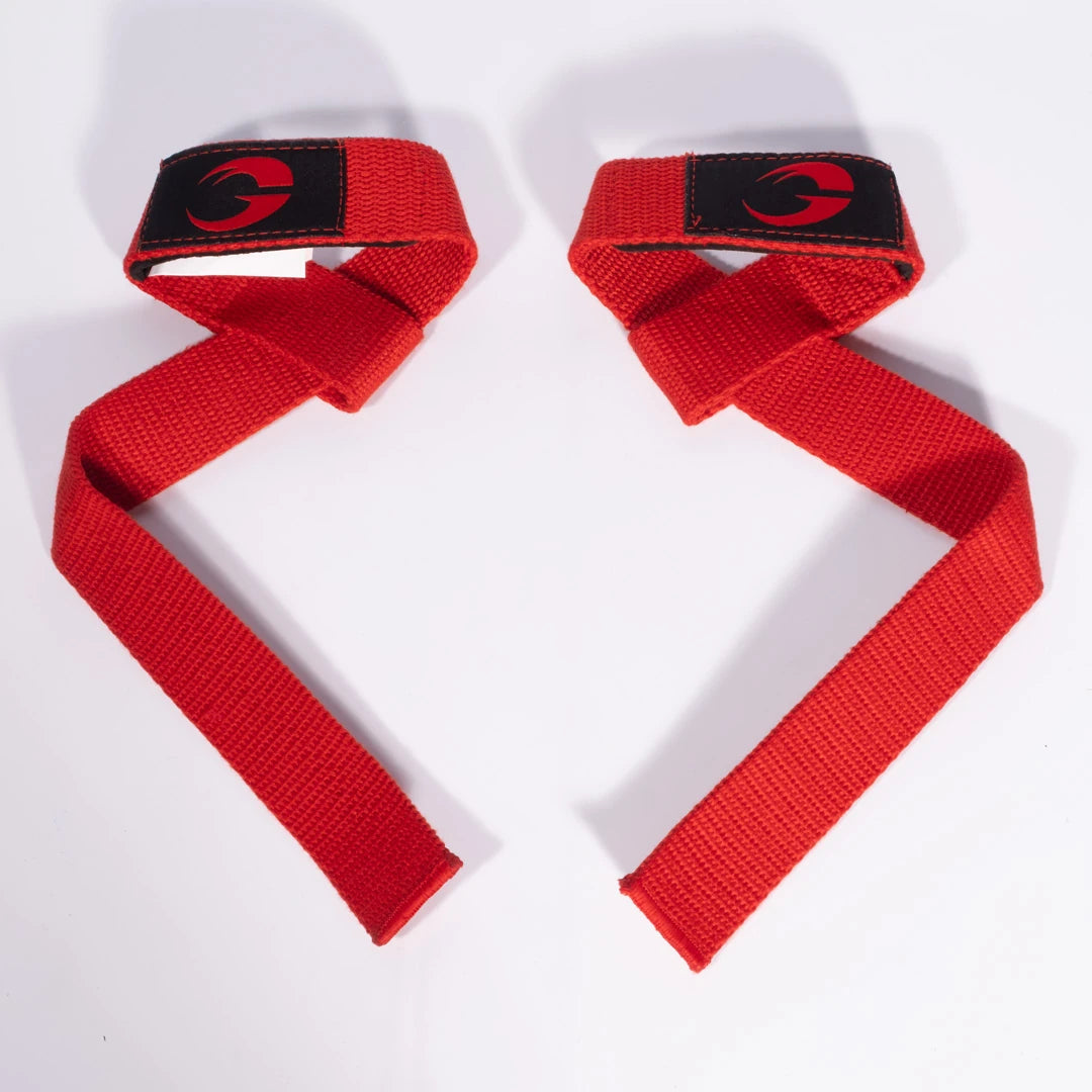 GASP Lifting straps Red/Black -vetoremmit vahvasta punaisesta puuvillasta mustilla yksityiskohdilla., kuva 1/1