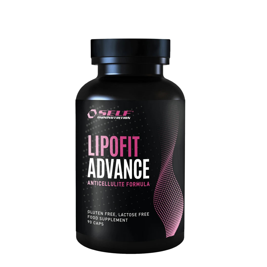Self Omninutrition Lipo Fit Advance 90 caps -rasvanpolttaja mustassa purkissa pinkeillä yksityiskohdilla., kuva 1/1