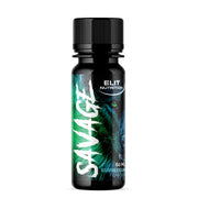 Elit Nutrition Savage PWO Shot 60 ml mustassa pullossa, jossa on vihreä susigrafiikka ja teksti Bubblegum-maulle.