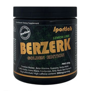 Sportlab BERZERK Golden Edition PWO 250 g mustassa purkissa kultaisilla yksityiskohdilla, makuna Lemon Lime.