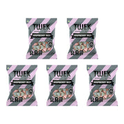 5 x Tweek Sweets 70 g Raspberry Riot vaaleanpunaisissa ja harmaissa karkkipusseissa mustilla yksityiskohdilla.
