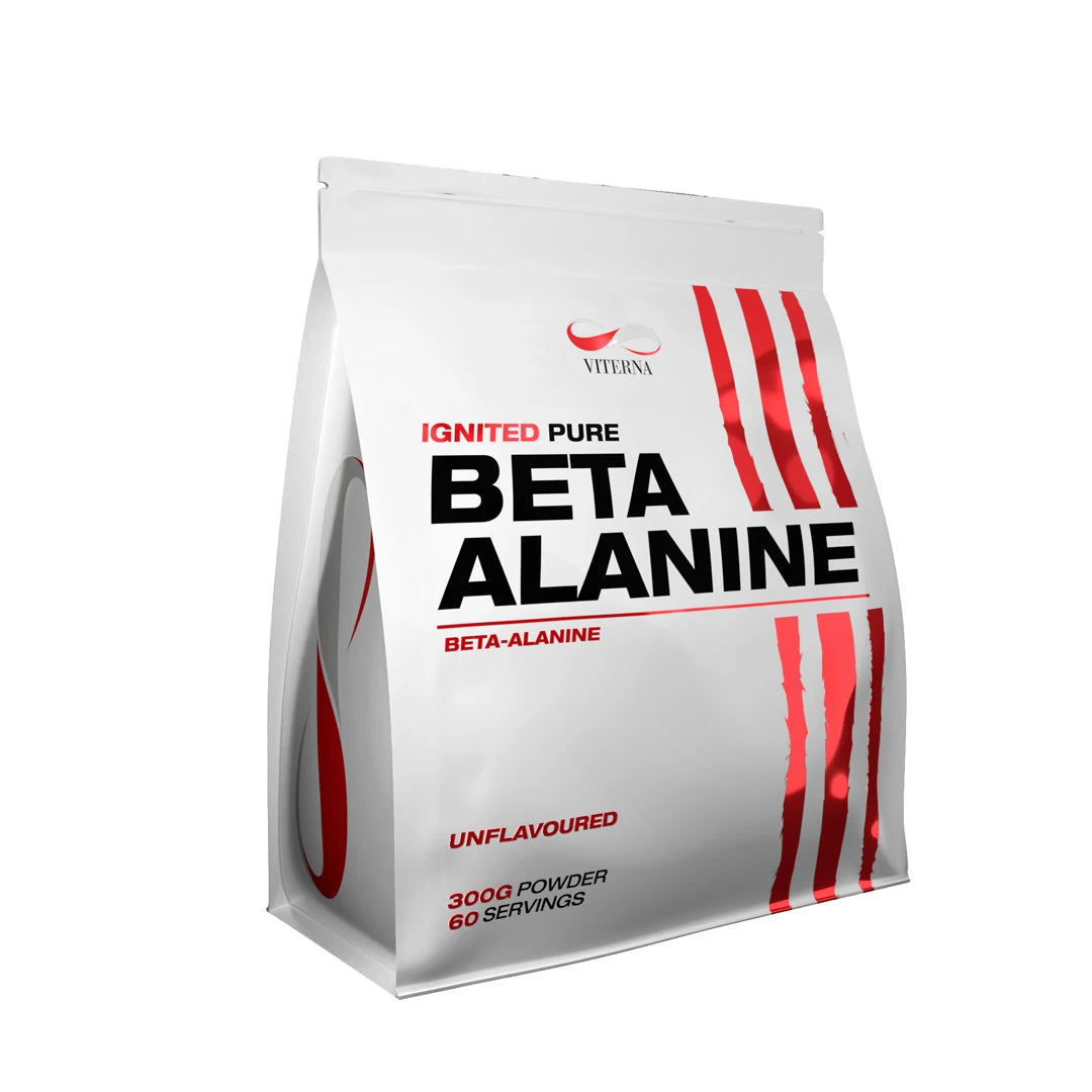 Viterna Beta Alanine Powder 300 g valkoisessa pussissa punaisilla yksityiskohdilla, maustamaton., kuva 1/1