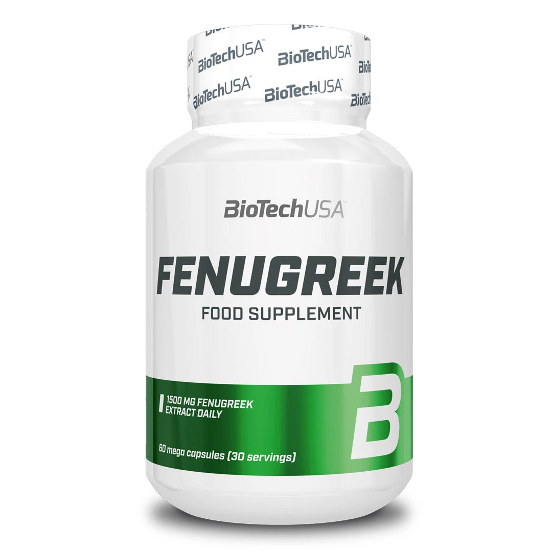 BioTechUSA Fenugreek 60 caps valkoisessa purkissa vihreällä etiketillä., kuva 1/1