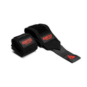 Mustat Ignited Premium Wrist Wraps 13" Black/Red -rannetuet punaisella logolla raskaaseen voimaharjoitteluun.