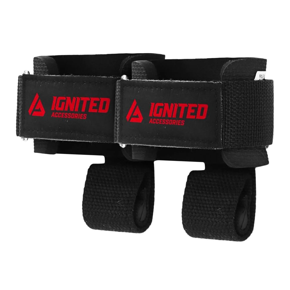 Mustat Ignited Supported Lifting Straps With Dowel Black -vetoremmit punaisilla yksityiskohdilla ja säädettävillä soljilla., kuva 1/1