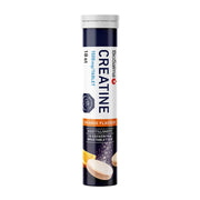 BioSalma Effervescent Creatine 1500 mg Orange brustabletter i ett vitt och mörkblått rör med orange detaljer.