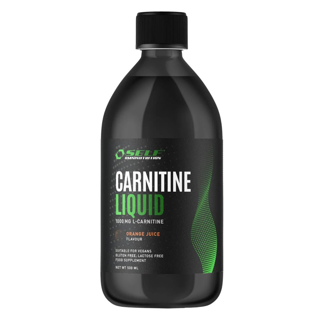 Musta pullo appelsiininmakuisia Self Omninutrition Carnitine Liquid 500 ml -nestemäisiä aminohappoja., kuva 1/1