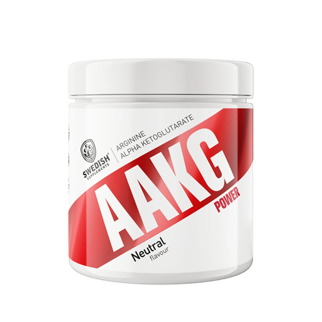 Swedish Supplements AAKG Power 250 g -suorituskyvyn tehostaja valkoisessa purkissa, jossa on punavalkoinen etiketti Neutral flavour -maulla., kuva 1/1