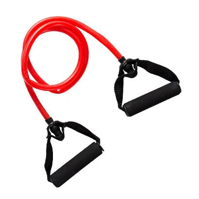 Punainen Virtufit Resistance Cable Light -vastuskuminauha mustilla pehmustetuilla kahvoilla voimaharjoitteluun., kuva 1/1