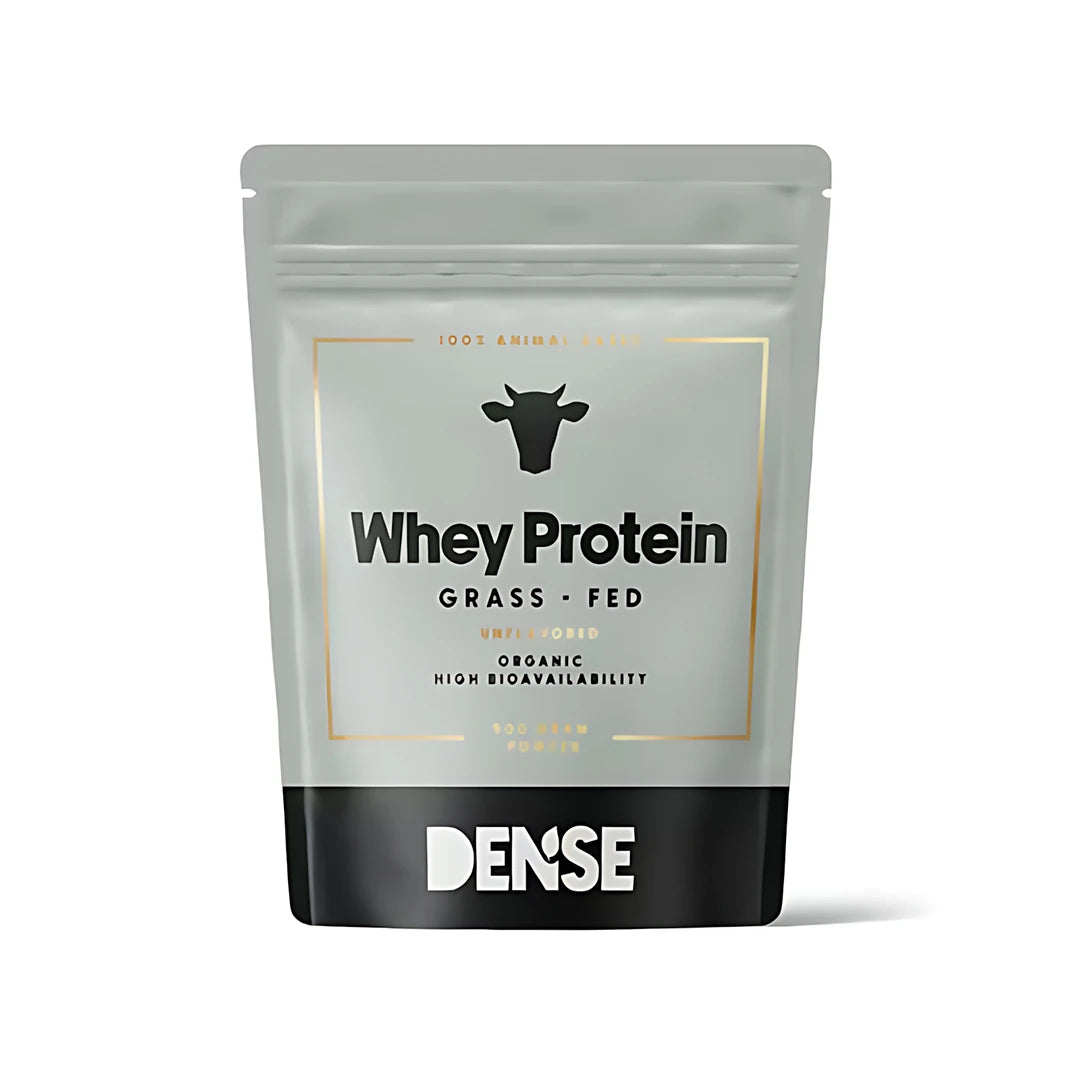 Dense heraproteiini 500 g -proteiinijauhe vaaleanharmaassa ja mustassa pussissa, makuna maustamaton., kuva 2/3