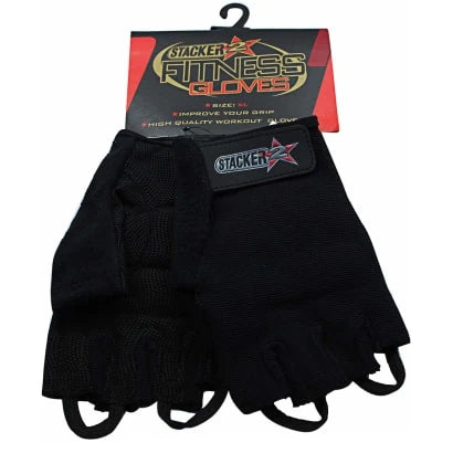 Mustat, puolisormiset Stacker2 Europe Fitness Gloves -treenihanskat säädettävällä tarranauhalla., kuva 2/4