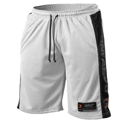 Gasp No1 Mesh Shorts White &amp; Black är vita träningsshorts i mesh med svarta sidopaneler och dragsko., bild 3 av 5