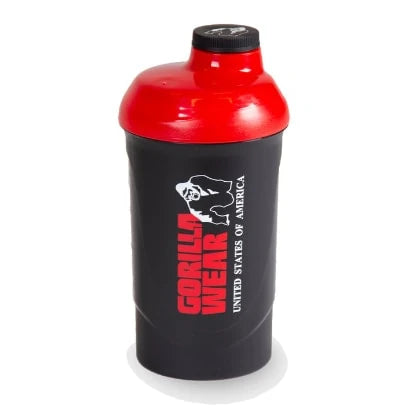Gorilla Wear Wave Shaker 800 ml Black/Red, musta muovinen shaker punaisella kannella ja valkoisella logolla., kuva 1/1