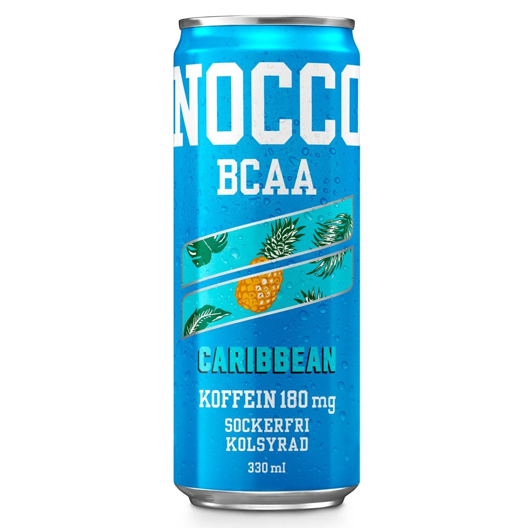 Sininen tölkki NOCCO BCAA 330 ml -energiajuomaa, makuna Caribbean., kuva 4/16