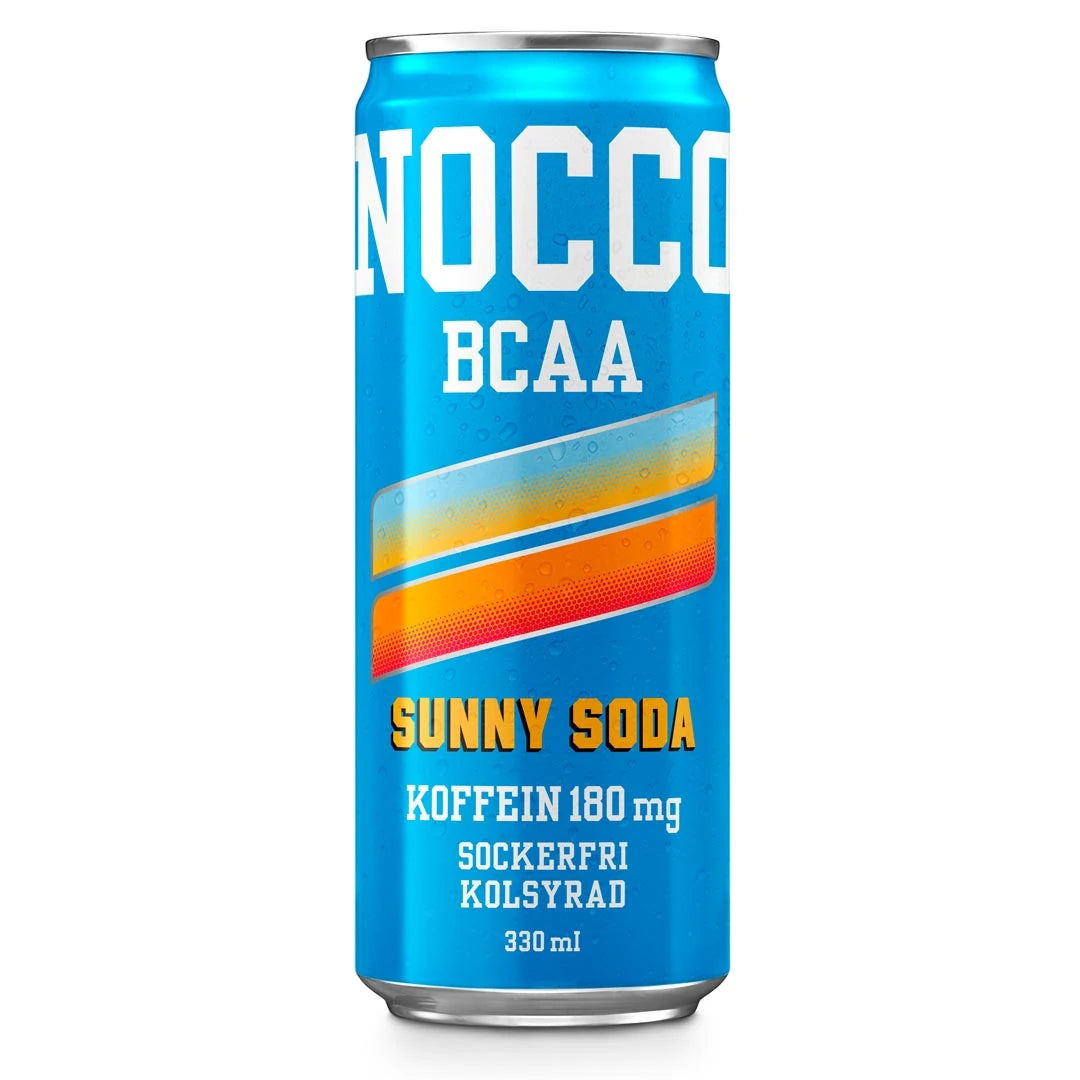 NOCCO BCAA 330 ml -energiajuoma vaaleansinisessä tölkissä, makuna Sunny Soda., kuva 6/16