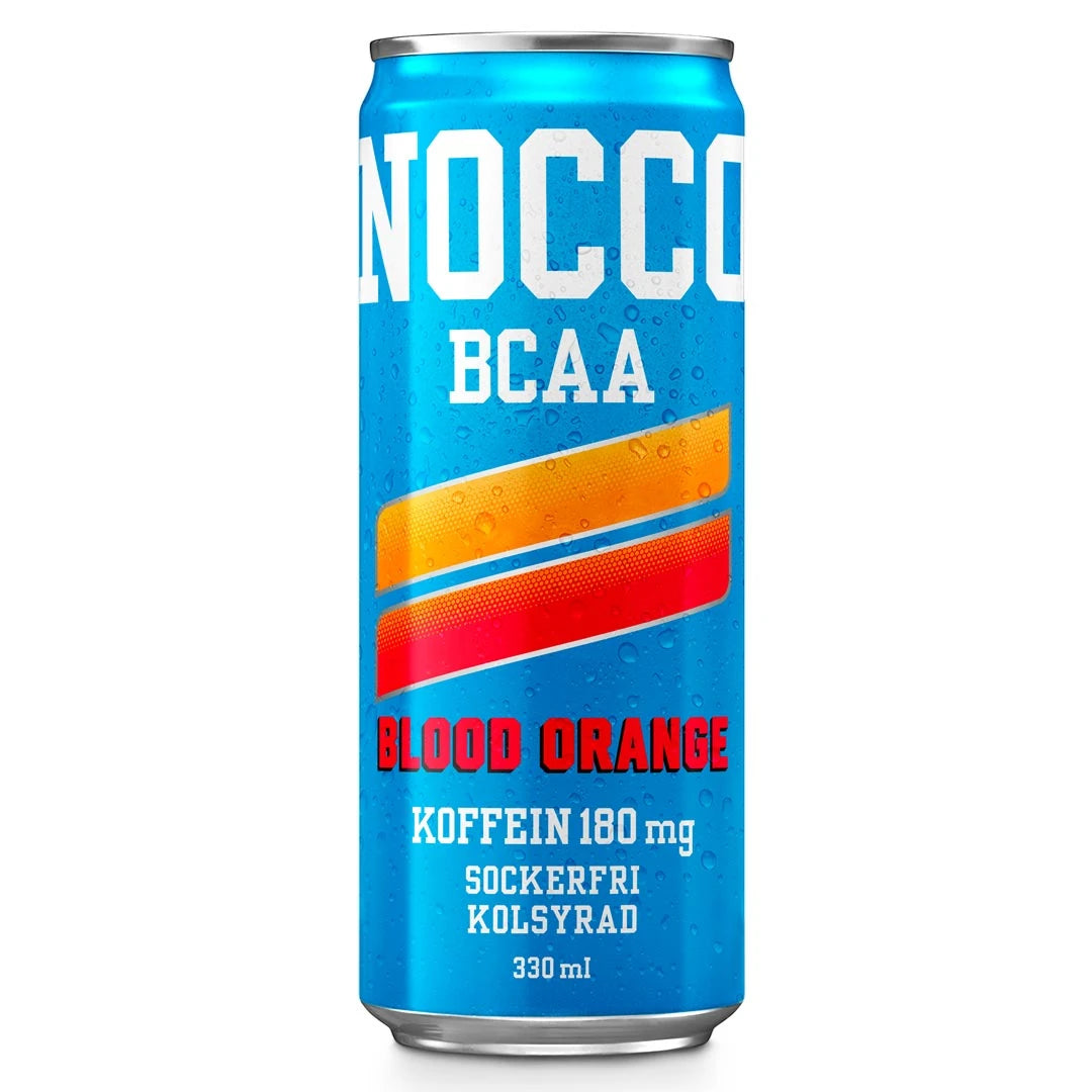 NOCCO BCAA 330 ml -energiaruoho sinisessä tölkissä Blood Orange -maussa., kuva 5/16