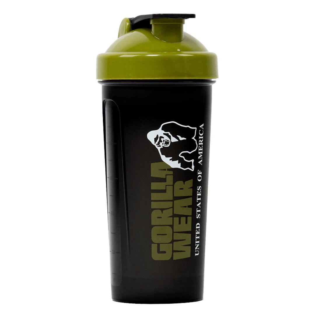 Gorilla Wear XXL Shaker Black &amp; Army Green, 1000 ml musta muovishaker armeijanvihreällä kannella., kuva 1/1