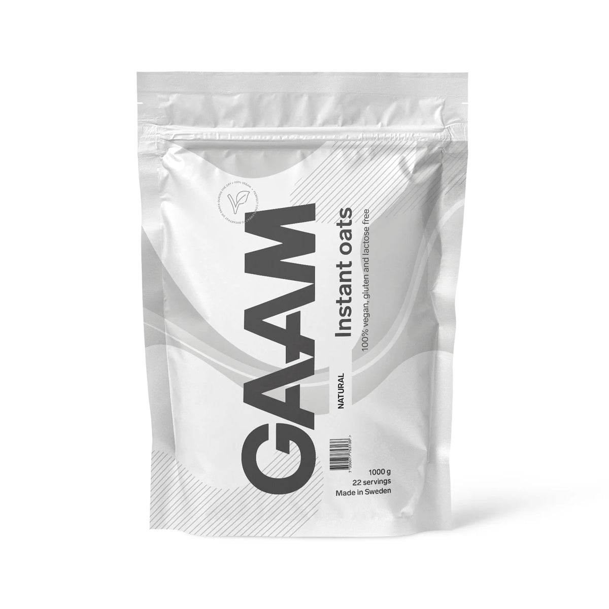 GAAM Instant Oats 1 kg -kaurajauhe tyylikkäässä valkoisessa pussissa, makuna maustamaton., kuva 1/1