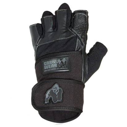 Musta Gorilla Wear Dallas Wrist Wrap Gloves -treenihanska nahkaa ja verkkokangasta tukevalla rannesiteellä., kuva 2/6