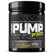 Fairing PUMP 300 g pre-workout pulver i en svart burk med mönstrad etikett och smaken Red Breezer.