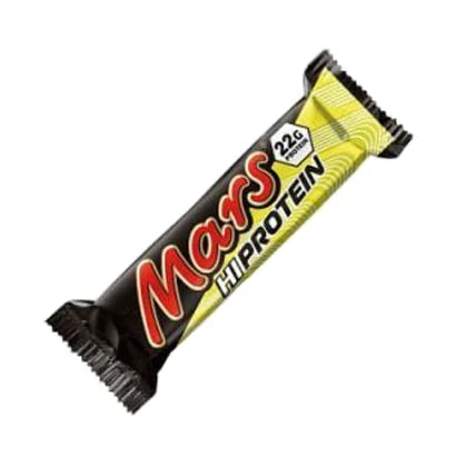 Mars Hi Protein Bar 59 g mustassa ja kultaisessa kääreessä klassisella punaisella logolla., kuva 1/1