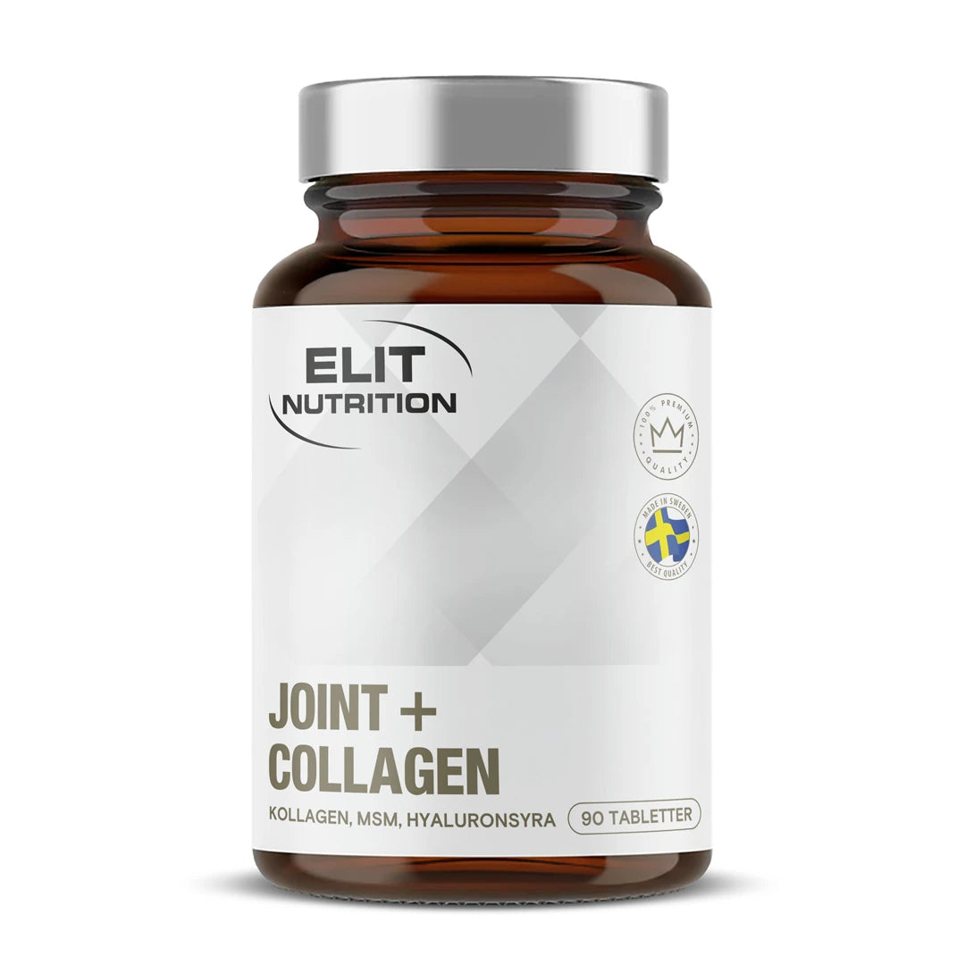 Elit Nutrition Strong Joint 90 caps -ravintolisä tummanruskeassa purkissa, jossa on hopeanvärinen kansi ja valkoinen etiketti., kuva 1/1
