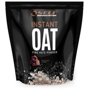 Self Omninutrition Instant Oat 1 kg finmalet havremjöl i en svart påse med illustration av chokladbitar för smaken Chocolate.
