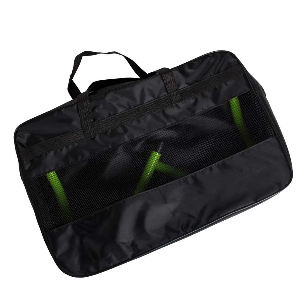 Musta nyloninen Virtufit Hurdle Bag verkkopaneelilla, jonka sisällä näkyy vihreitä hyppyaitoja., kuva 1/1