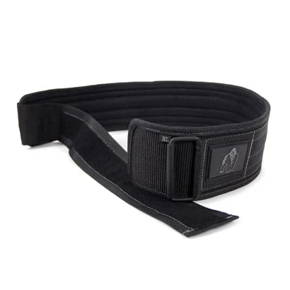 Musta, nailoninen Gorilla Wear 4 Inch Nylon Belt -nostovyö soljella voimaharjoitteluun., kuva 1/4