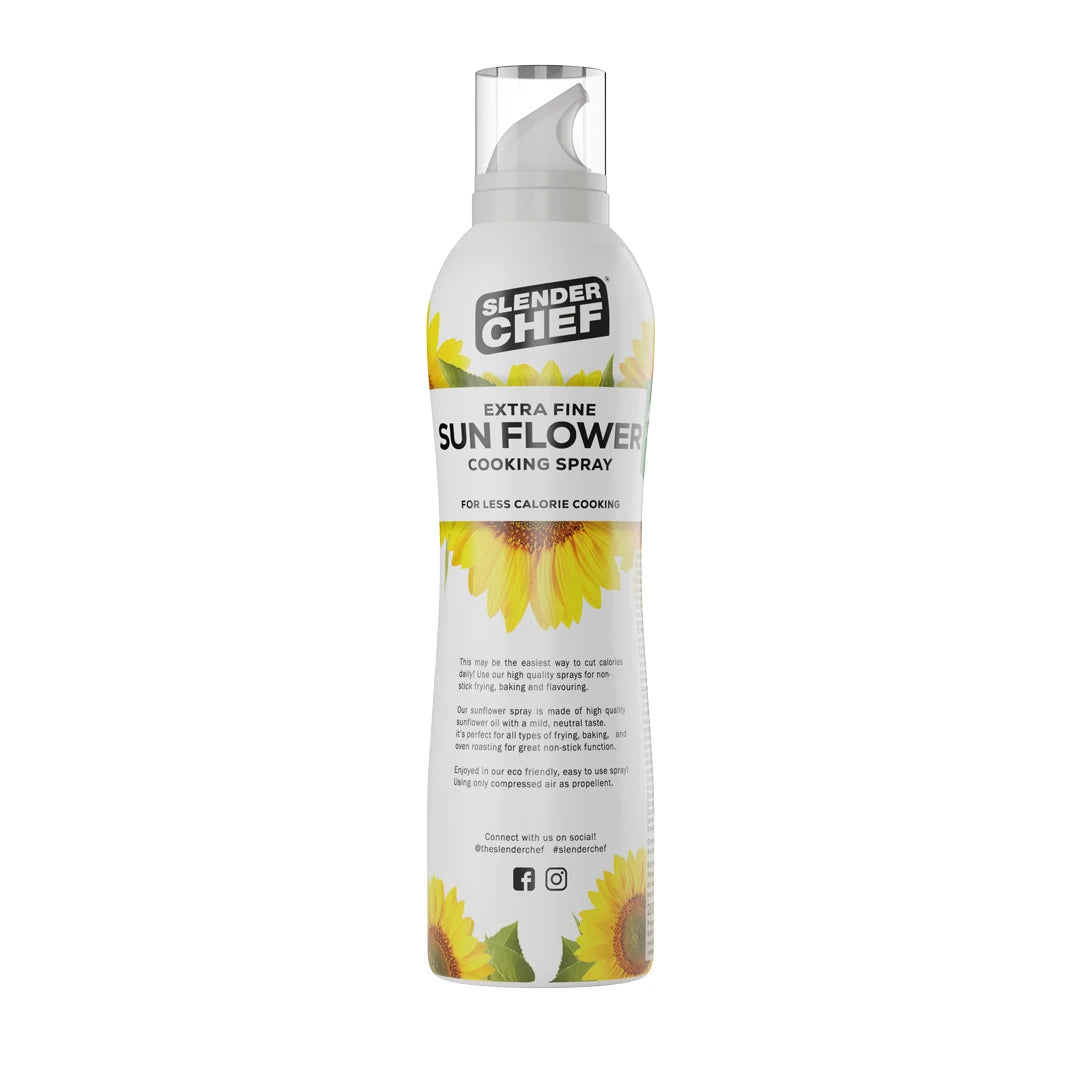 Slender Chef Cooking Spray 200 ml matlagningsspray, vit flaska med gula solrosor för smaken Sunflower Oil., bild 2 av 5