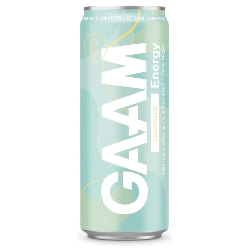 GAAM Energy 330 ml -energiajuoma vaaleansinisessä tölkissä Lemonade-maussa., kuva 1/4